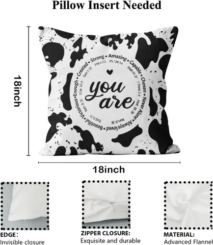 Vista 5 de Fundas de almohada con estampado de vaca de 18 x 18 pulgadas, fundas de almohada decorativas de vaca para sofá y habitación, fundas de almohada