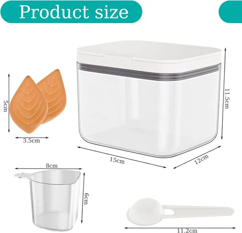 Vista 2 de Contenedor de azúcar moreno hermético, contenedor de almacenamiento de azúcar moreno de 1.3 cuartos (42 onzas/1.2 L) con cuchara, tarro transparente