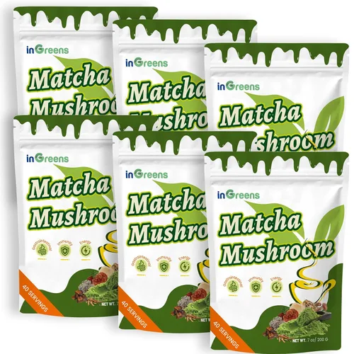 Vista 8 de Matcha de hongos de 7.05 oz, mezcla súper premium, polvo de hongos matcha con MCT, Reishi y melena de león para fortalecer el sistema inmunológico