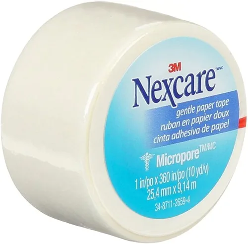 Vista 2 de Nexcare Micropore - Cinta de papel suave, transpirable, 1 pulgada x 10 yardas, 9 rollos
