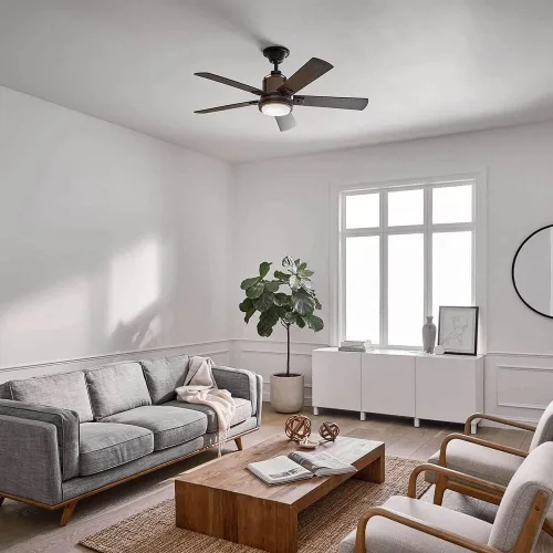Vista 8 de Kichler Ventilador de techo Colerne de 52 pulgadas con luz LED, níquel cepillado