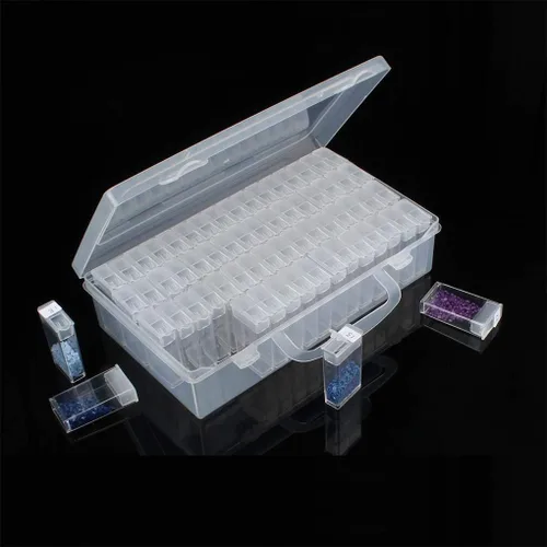 Vista 2 de Eiito Cajas de almacenamiento de accesorios de pintura de diamantes, cuentas de bordado de diamantes 5D, kits de arte contenedor (64 rejillas)
