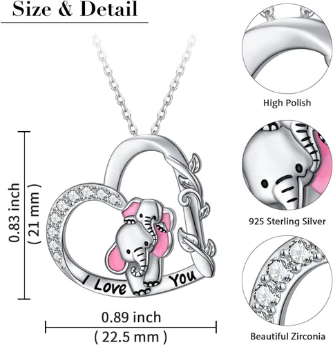 Vista 4 de Collar de plata de ley S925 para madre e hija, diseño de jirafa, panda, delfín, animal, joyería para mujeres y adultos