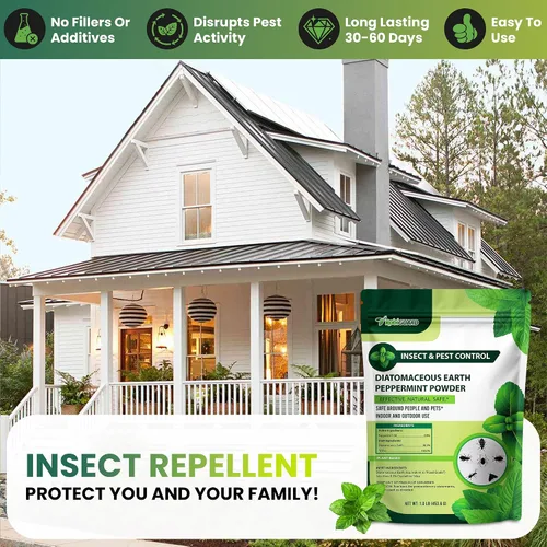 Vista 3 de Polvo de tierra de diatomeas de grado alimenticio y menta para el control de insectos y plagas rastreras – 1 lb