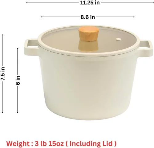 Vista 2 de Fika NEOFLAM FIKA - Olla profunda para estufas e inducción, tapa de vidrio con perilla de madera, fabricada en Corea