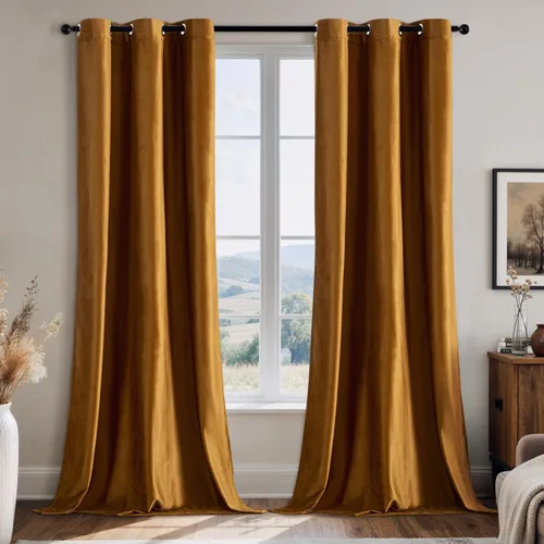 Vista 40 de EMEMA Cortinas de terciopelo negro, 2 paneles de 40 x 63 pulgadas de largo, bolsillo trasero para barra