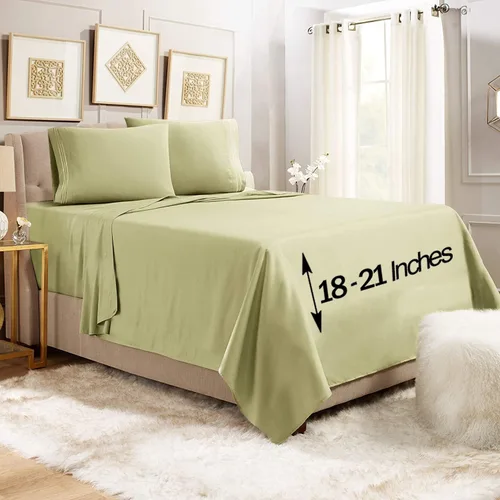 Vista 39 de Empyrean - Juego de 4 sábanas bajeras de bolsillo extra profundo de 110 GSM, juego de 4 sábanas de bolsillo extra profundo de 110 GSM, sábanas
