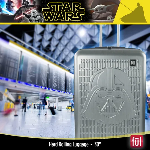 Vista 8 de FUL Star Wars Darth Vader - Maleta rígida con ruedas en relieve, plateado, Ful Star Wars Darth Vader - Maleta rígida con ruedas en relieve