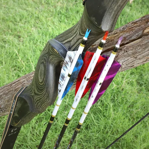 Vista 6 de AMEYXGS Paletas de flecha natural de 4 pulgadas con plumas de pavo con flechas de 4.2 in, veletas para flechas de bricolaje, accesorios de 50