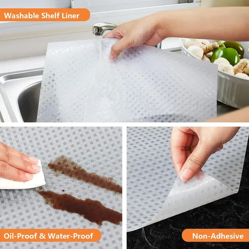 Vista 4 de Revestimientos de etilvinilacetato para armarios de cocina y refrigeradoras, resistentes al agua y al aceite, tapetes antideslizantes para cajones
