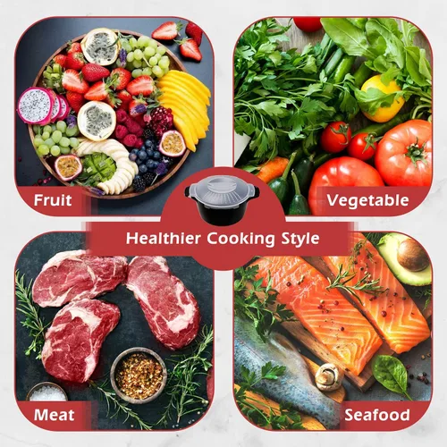 Vista 8 de Utensilios de cocina micro profesionales pequeños de 1 cuarto de galón, vaporizador para microondas para verduras, cocina de microondas, sin BPA