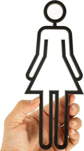Vista 4 de Letrero de baño acrílico con adhesivo en la parte posterior para hombres y mujeres, letreros de puerta de baño, letreros de baño para negocios, Negro