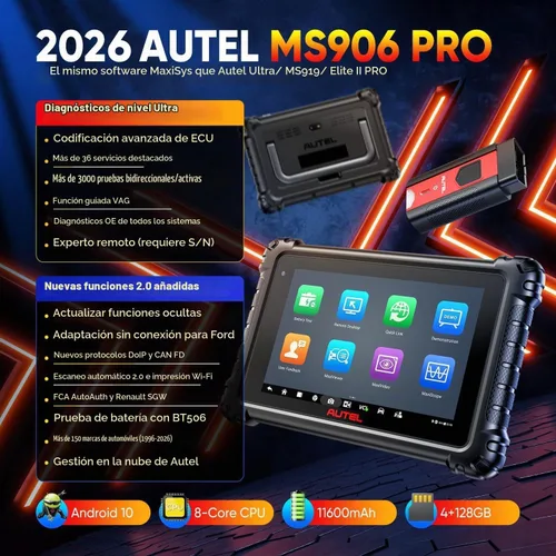 Vista 2 de Autel Escáner MaxiSYS MS906 PRO, 2026 MS906PRO V2.0 Igual que MS906 MAX, Herramienta de Escaneo de Diagnóstico Bidireccional de más de 3000