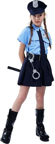 Vista 2 de Liatunou Disfraz de oficial de policía para niñas, conjunto de uniforme de policía de Halloween