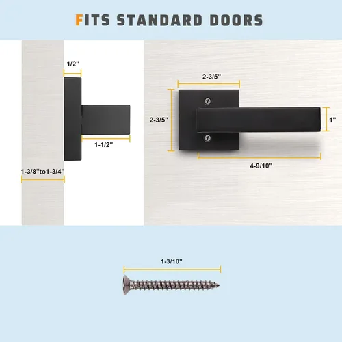 Vista 5 de KNOBWELL - Juego de cerradura con 1 picaporte resistente para puertas de una cara, ideal para puertas interiores reversibles, 0.93 libras