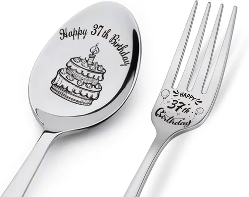 Vista 6 de Cuchara y tenedor de feliz cumpleaños número 30, regalos de cumpleaños personalizados para hijo, hija, hermana, hermano, novio, novia, marido