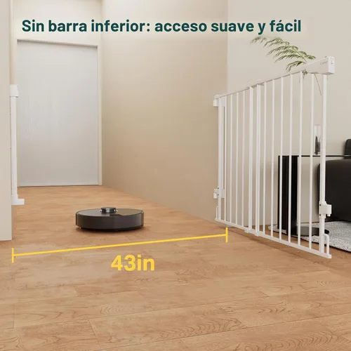 Vista 3 de Cumbor - Juego de 2 puertas de seguridad para bebés sin barra inferior, de 74-110 cm, puerta para perros con cierre automático, puerta para mascotas
