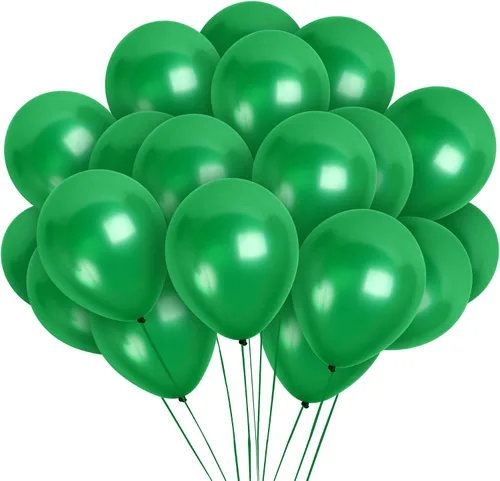 Vista 17 de Treasures Gifted Paquete de 36 globos metálicos de color verde lima, globos de látex verde claro de 12 pulgadas, suministros de fiesta de neón
