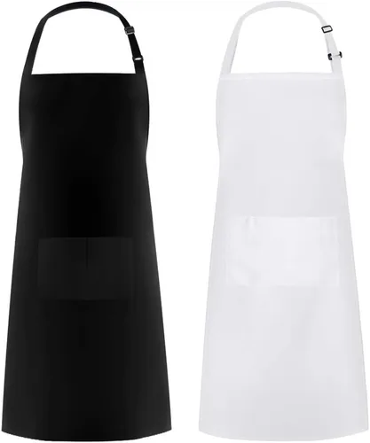 Vista 41 de Syntus Delantal ajustable con 2 bolsillos, delantales de cocina para mujeres, hombres, chef