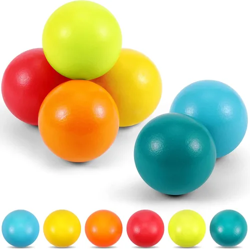 Vista 8 de Bucherry 6 bolas de madera Montessori Rainbow de 1.8 pulgadas, colores Colores variados