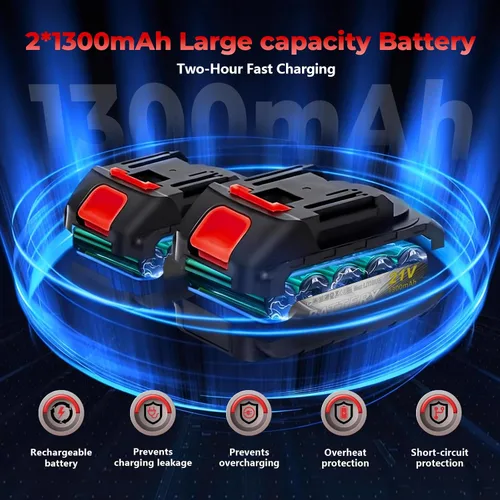 Vista 6 de Mini motosierra inalámbrica, 4 y 6 pulgadas motosierra eléctrica Funciona con pilas, de mano, 2 baterías y cargador, corte de madera para cortar