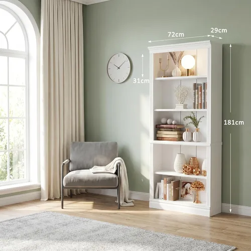 Vista 9 de VICTONE Estantería de 5 estantes, estante de madera, estantes de almacenamiento para libros, selección de muebles para sala de estar, dormitorio