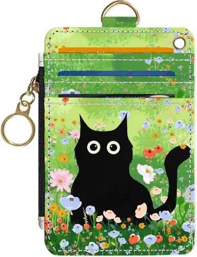 Vista 11 de Portafolios delgado Portafolios para tarjetas de crédito, Portafolios RFID para mujer Linda pequeña cartera de bolsillo frontal con cremallera