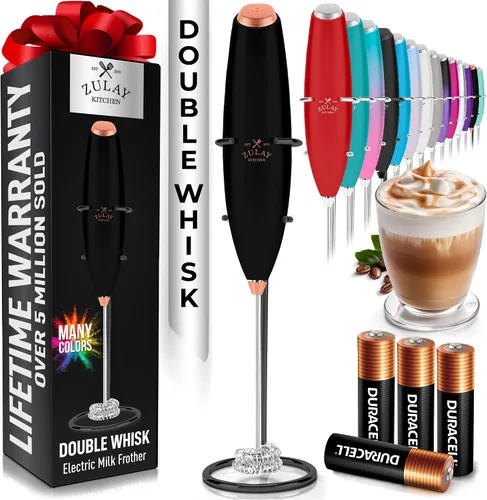 Vista 40 de Zulay Kitchen Potente varita espumadora de leche con 2 baterías Duracell – Mezclador de bebidas portátil ultrarrápido – Máquina de espuma eléctrica