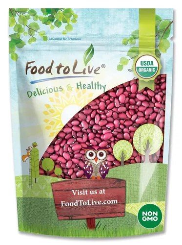 Vista 7 de Frijoles pequeños orgánicos de chile rojo, 1 libra, sin OMG, kosher, vegano, seco, crudo, germinable, no irradiado, vegano, a granel, producto
