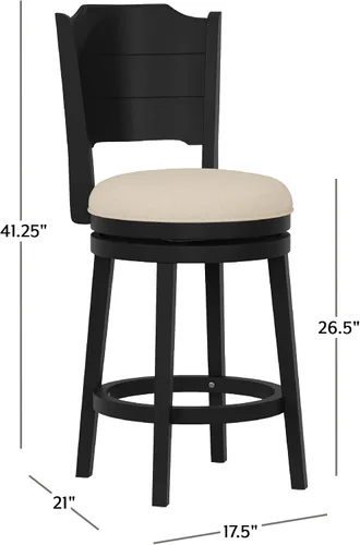 Vista 3 de Hillsdale Clarion - Taburete de Altura Giratoria de Madera para Barra, Negro