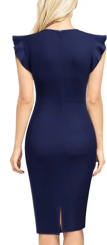 Vista 2 de Miusol vestido de cóctel con volantes, estilo clásico, para mujer