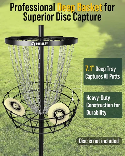 Vista 7 de Disc Golf Basket 24/12 Chain LED Night & Adjustable Height Options