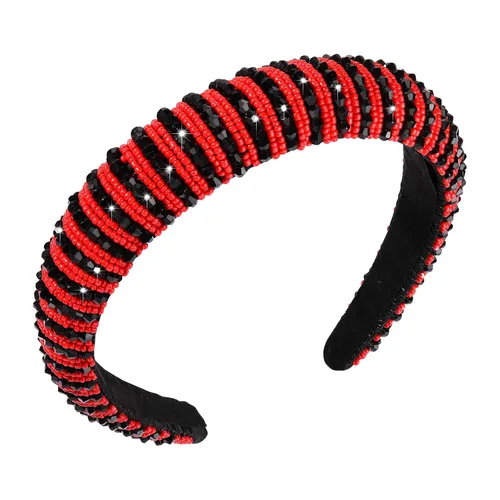 Vista 14 de NVENF Diademas para el día del partido, diadema de fútbol para mujer, con cuentas de cristal y cuentas azules y blancas, accesorios de fútbol
