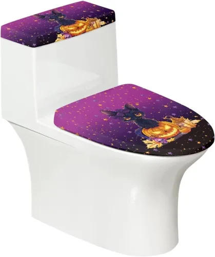 Vista 22 de Juego de decoración de baño de 2 piezas con diseño de muñeco de nieve de Navidad, cubierta de tanque para asiento de inodoro