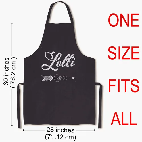 Vista 5 de Delantal de cocina para abuelas, talla única, Lolli Cool Grandmother Grandma Nana Delantales para hombres y mujeres, decoración del hogar, Negro