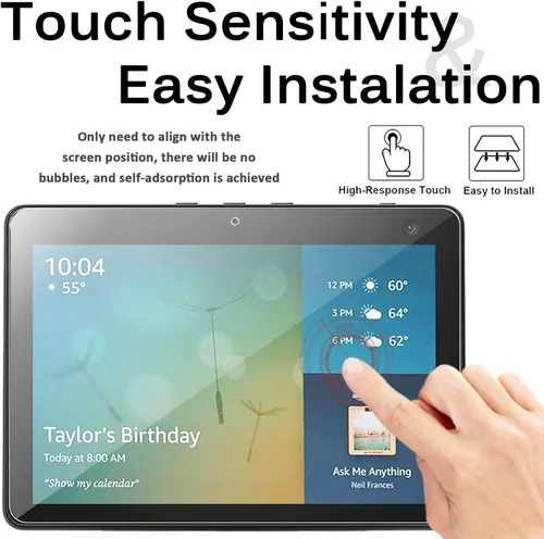 Vista 6 de Miimall Protector de pantalla compatible con Echo Show 10, película de vidrio templado, HD, transparente, duro, antiarañazos, ultrafino