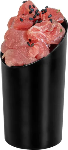 Vista 9 de Restaurantware Vasos de chupito de 3 onzas, 20 tazas redondas inclinadas, con acabado negro, vasos de chupito de plástico desechables para servir