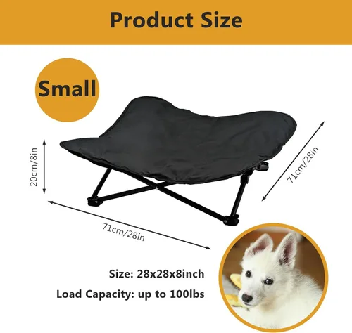 Vista 3 de Cama elevada para perro, catre elevado portátil para mascotas para exteriores e interiores, cama plegable para perro con cómoda bolsa de transporte
