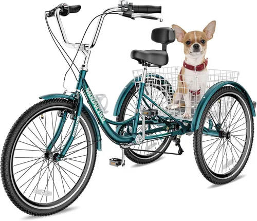 Vista 12 de NAIZEA Triciclo para adultos, bicicleta de crucero de tres ruedas de 7 velocidades, triciclos para adultos de 20/24/26 pulgadas, bicicletas de 3