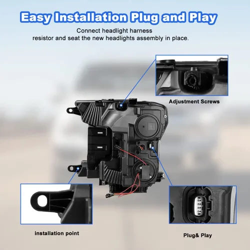 Vista 9 de ROXX Conjunto de faros delanteros LED completos para Ford F150 2018 2019 2020, faros delanteros de haz alto y bajo con señales de giro secuenciales