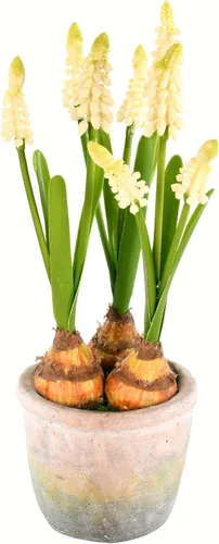 Vista 4 de Vickerman Everyday - Contenedor de cemento de jacintos artificiales de malva para interiores, arreglo decorativo de poliéster duradero, sin