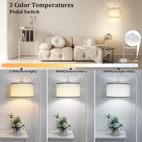 Vista 2 de [Actualizada] Lámpara de pie LED para sala de estar, lámpara de pie de 3 temperaturas de color con interruptor de pie, lámpara de pie moderna