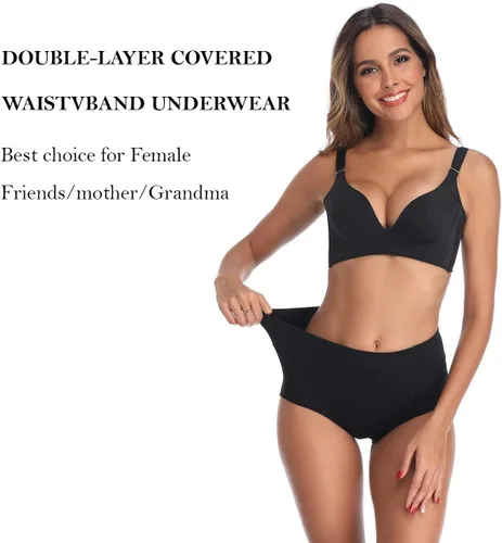 Vista 4 de OUENZ - Ropa interior de algodón para mujer, transpirable, lisa, cómoda, calzón suave de cintura alta