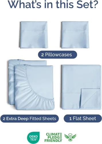 Vista 209 de Extra Deep Twin XL Sheet Set - 3 Piece College Dorm Room - White 01-Blanco