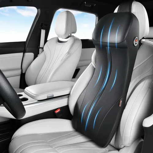 Vista 14 de Coverado Cojín para asiento de automóvil y almohada de apoyo lumbar, almohada ergonómica integrada de espuma viscoelástica para el cuello, cojín