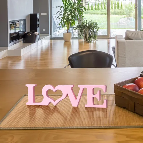 Vista 6 de Kigley Letrero de amor de madera para decoración del día de San Valentín, decoración de mesa de boda, letras de amor de madera, letreros de Rosa