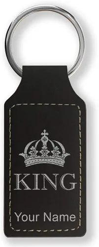 Vista 23 de Llavero rectangular, corona de rey, grabado personalizado incluido, Bambú