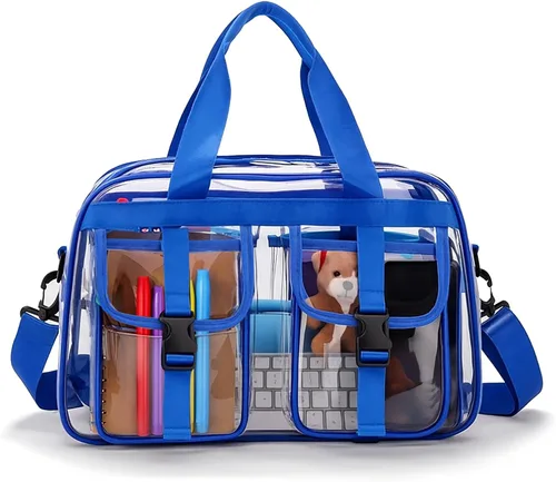Vista 6 de Bolso bandolera transparente, para mujeres y hombres, bolsa de almuerzo, PVC impermeable para eventos deportivos, conciertos y trabajo