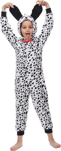 Vista 39 de Wizland Disfraz de animal para niños, leopardo, vaca, mono, reno, gato negro, dálmata, muñeco de nieve, mono de Papá Noel