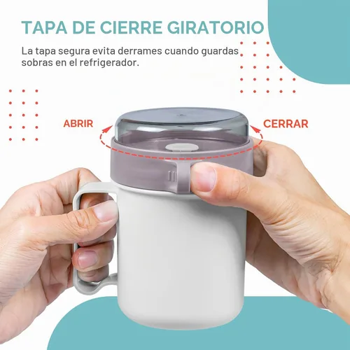 Vista 4 de MATICAN Taza de sopa para microondas con tapa, recipiente para sopa con tapa para fideos ramen, sopa, bebidas, apto para microondas, incluye Gris